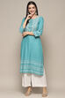 Turquoise Rayon flax Relaxed Kurta Palazzo Suit Set