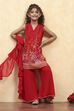 Red Viscose Rayon Printed Straight Sharara Suit Set image number 7