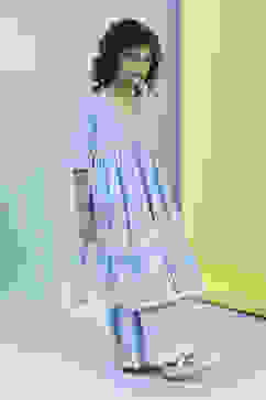 Powder Blue Cotton Tiered Kurta Set image number 5