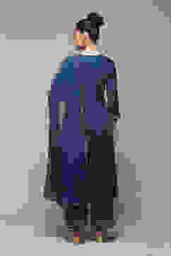 Teal LIVA Gathered Kurta Palazzo Suit Set image number 4