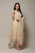 Yellow Cotton Hand Block Print Unstitched Suit Set image number 7