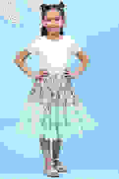 Mint Green Cotton Flared Printed Skirt image number 5