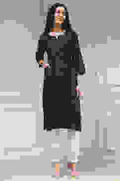 Indigo Blue Cotton Ikat Straight Kurta image number 6