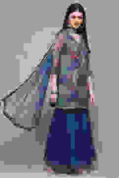 Blue Polyester Straight Suit Set image number 6