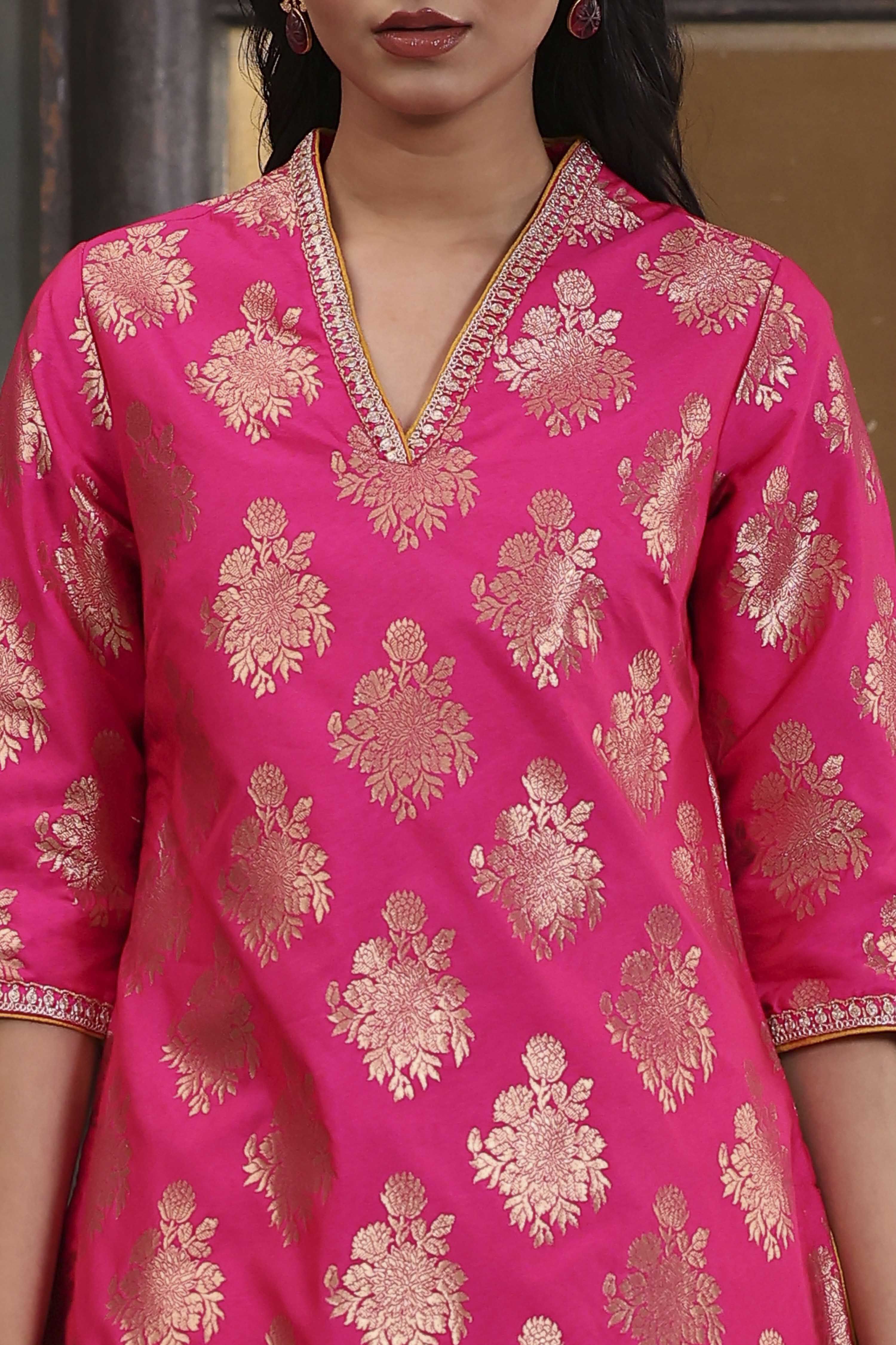 Purple Art Silk Printed Straight Co-ord Set image number 1