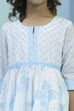 White and Blue Cotton Printed Gathered Suit Set image number 1