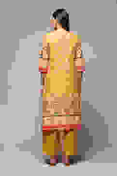 Yellow Cotton Straight 2 Piece Set image number 4