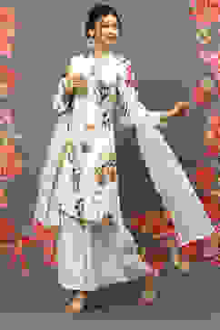 Rohit Bal Mint Green Cotton Blend Straight Kurta Suit Set image number 5