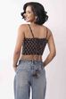 Black & Blue Cotton Floral Tie-Up Back Crop Top image number 3
