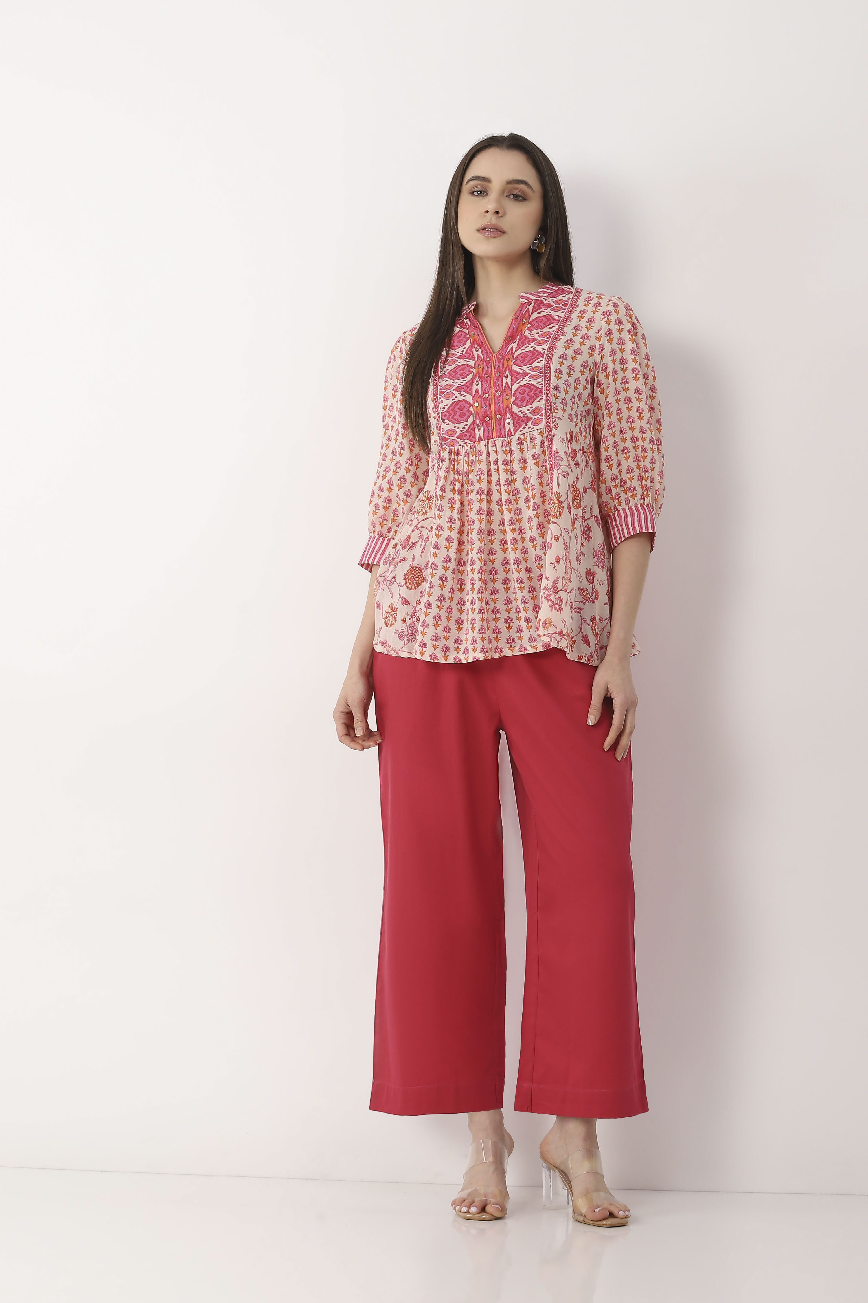 Pink Cotton Regular Pants image number 0