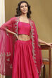 Fuchsia Silk Chanderi Festive Lightweight Flared Lehenga Set image number 7