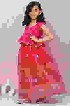 Plum Art Silk Flared Lehenga image number 6