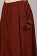Maroon Printed Straight Kurta & Palazzo Suit Set image number 2