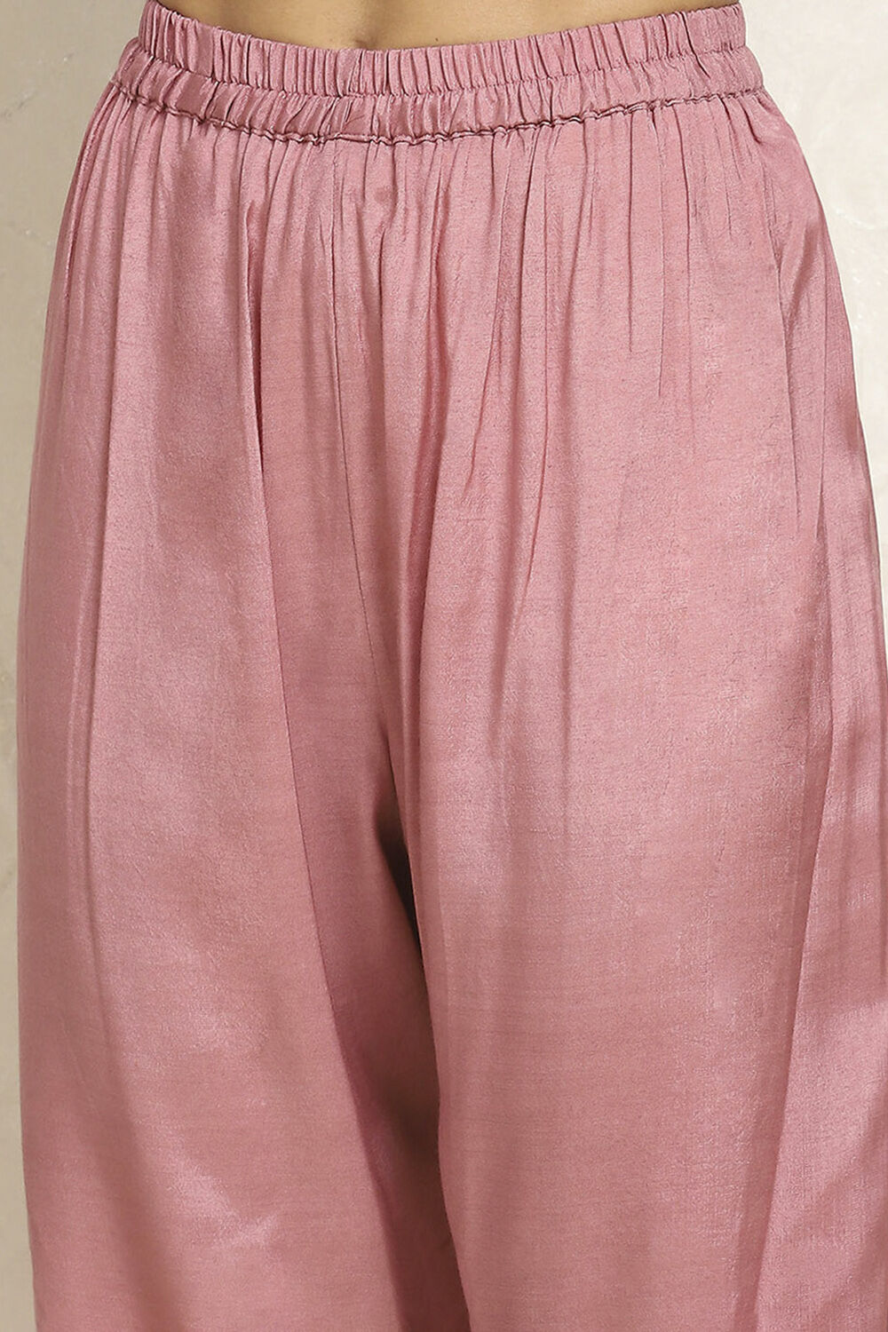 Pink Chanderi Hand Embroidered Unstitched Suit Set image number 3