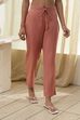 Rust Cotton Solid Regular Pants image number 4