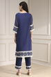 Blue Chanderi Embroidered Straight Suit Set image number 4