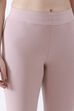 Light Pink Cotton Lycra Solid Fitted Leggings image number 1