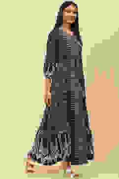 Indigo LIVA Fusion Printed Dress image number 3