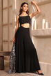 Black Poly Georgette Fitted Embroidered Fusion Set