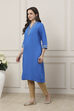 Blue Viscose Rayon Straight Kurta image number 2