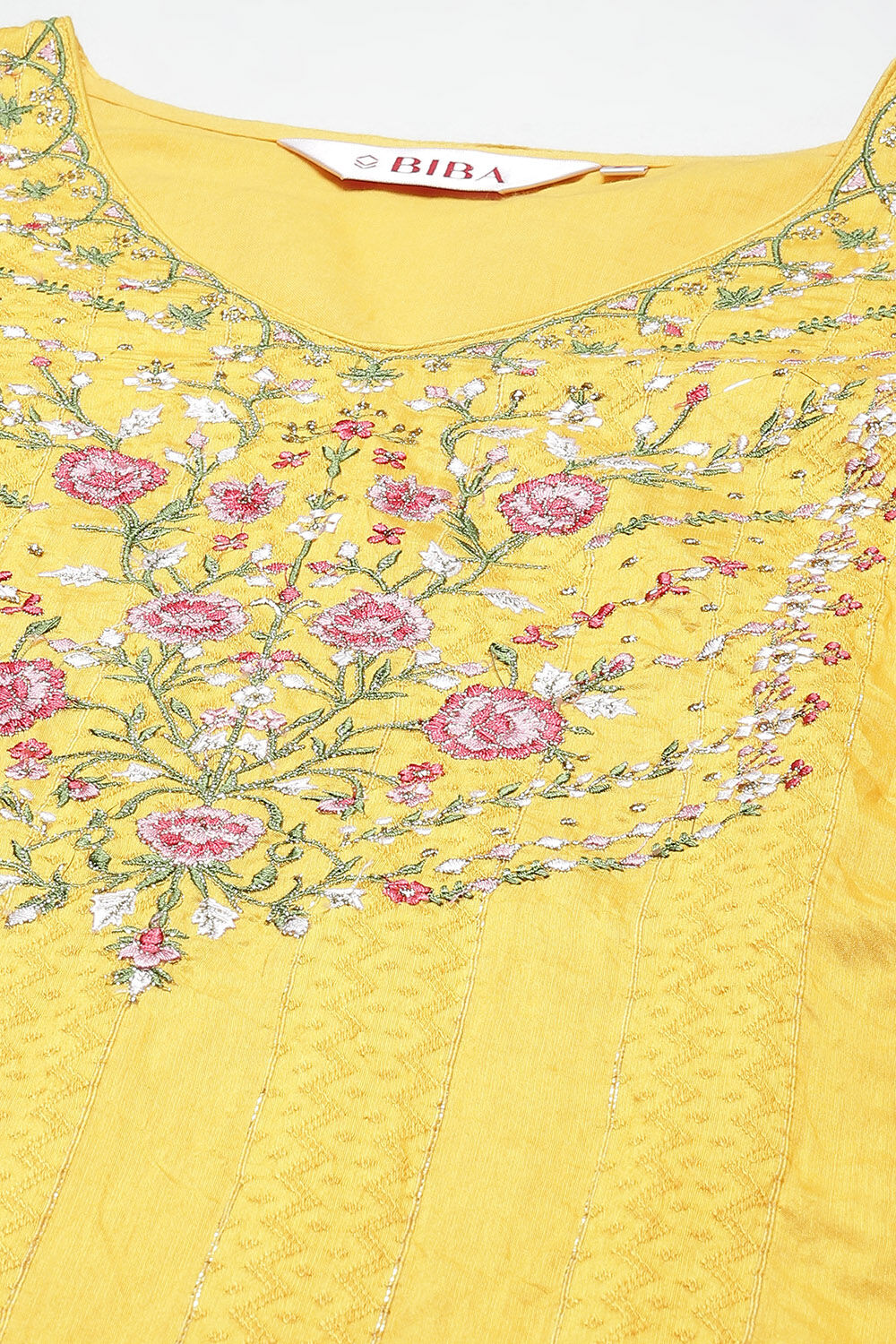 Yellow Viscose Straight Kurta Skirt Suit Set image number 1