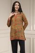Mustard Red Polyester Straight Printed Short Kurta image number 5