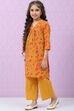 Ochre Art Silk Straight Printed Kurta Set image number 4