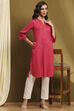 Pink Cotton Blend Solid Straight Kurta image number 0
