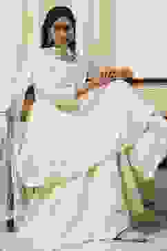 Off-White Cotton Metallic Flared Suit Set image number 0