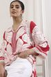 Red & White Floral Printed Straight Kurti image number 6