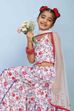 White Poly Chinon Printed Regular Suit Set image number 6