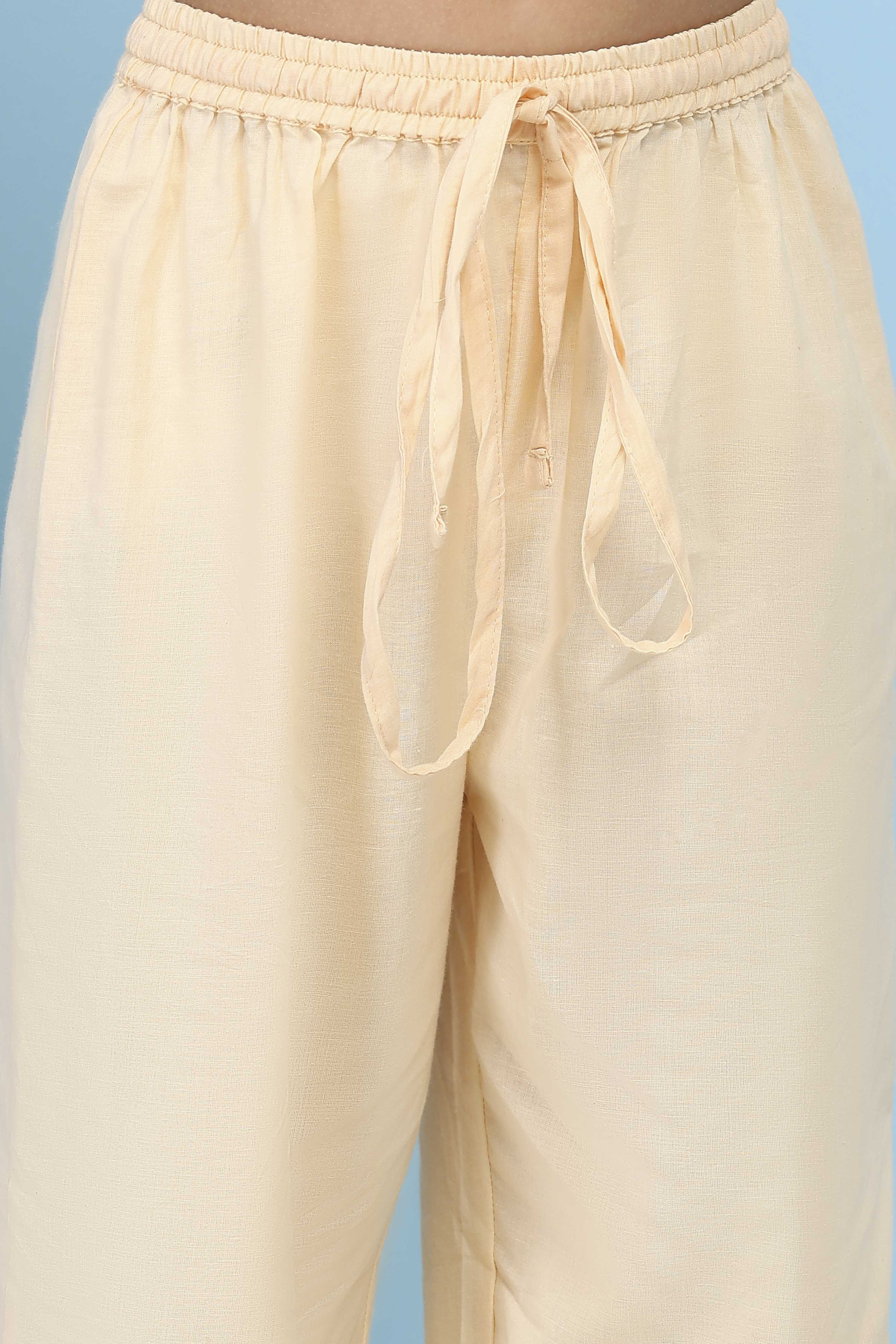 Peach Cotton Floral Printed A-Line Suit Set image number 2