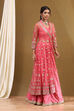 Coral-Pink Polyester Blend Anarkali Lehenga Set image number 6