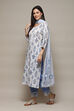 Blue Cotton Schiffly Unstitched Suit Set image number 6