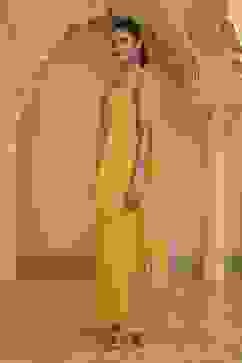 Yellow Poly Georgette Digital Printed Gown Saree image number 2