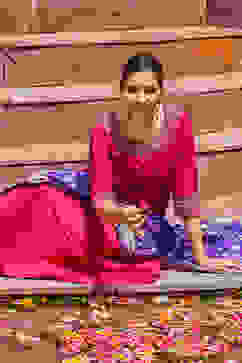 Rani Poly Viscose Anarkali Yarndyed Kurta Churidar Suit Set image number 0