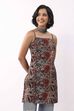Blue & Red Cotton Floral Back Tie-Up Kurti image number 6