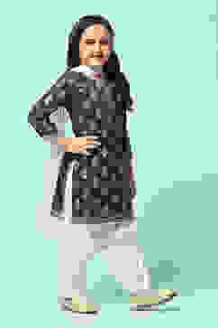 Black Cotton Straight Printed Kurta Patiala Salwar Suit Set image number 6