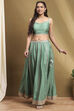 Sea Green Chanderi Silk Lehenga Set image number 8
