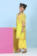 Yellow Cotton Striped Straight Suit Set image number 3