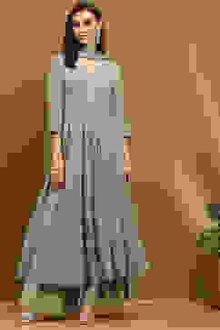 Green Viscose Georgette Embroidered Anarkali Suit Set image number 6