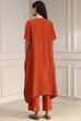 Burnt Orange Dyed Asymmetric Kurta Set image number 4