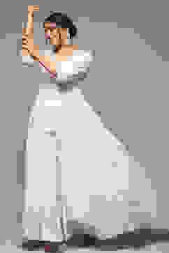 White Cotton Blend Straight Printed Dress image number 0