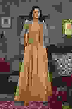 Gold Art Silk Regular Lehenga Set image number 6