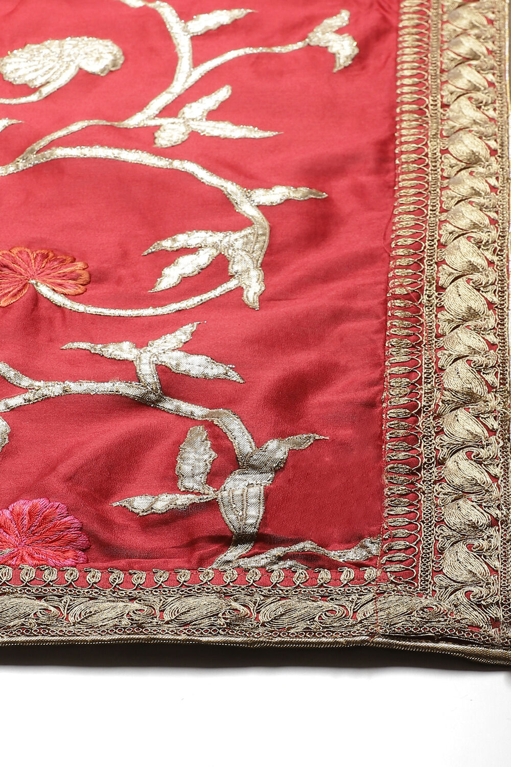 Maroon Chanderi Silk Solid Saree With Blouse image number 1