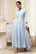 Powder Blue Cotton Embellished Anarkali Suit Set