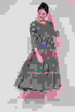 Navy Cotton Tiered Dress image number 3