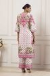 Pink and White Cotton Printed Straight Kurta Set image number 3