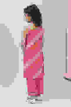 Pink Printed Straight Kurta Pant Set image number 3