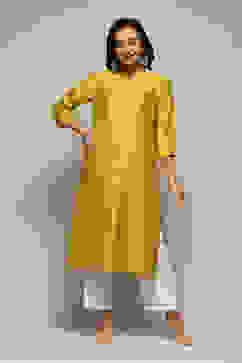 Neon Green Poly Viscose Straight Yarndyed Kurta image number 0